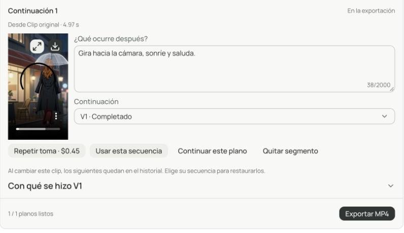 7. Elige la secuencia y exporta